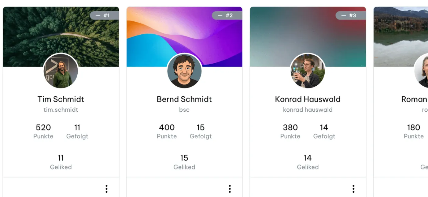 Engagement-Ranking auf der GoodFunds-Plattform