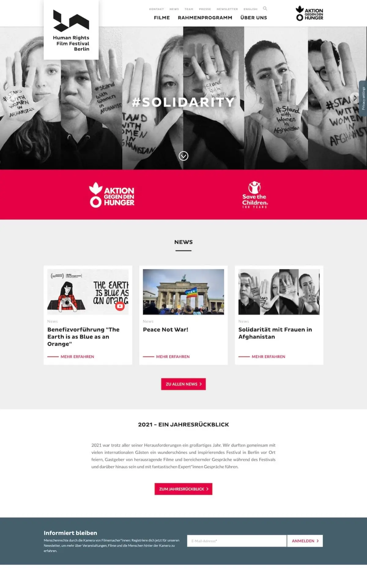 Human Rights Filmfestival Berlin: Startseite auf Desktop und Telefon