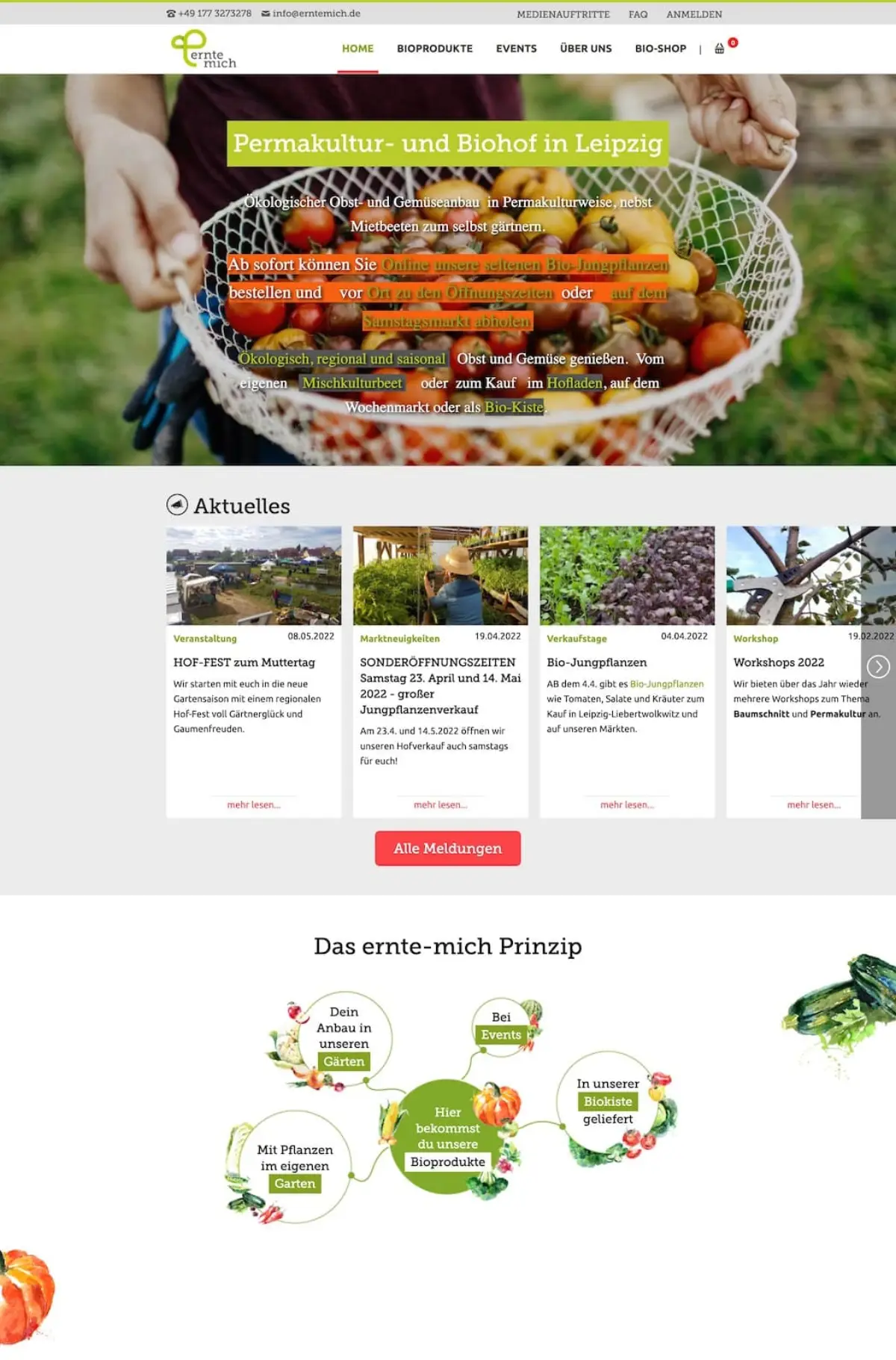 erntemich Shop mit Beetbaukasten: Startseite